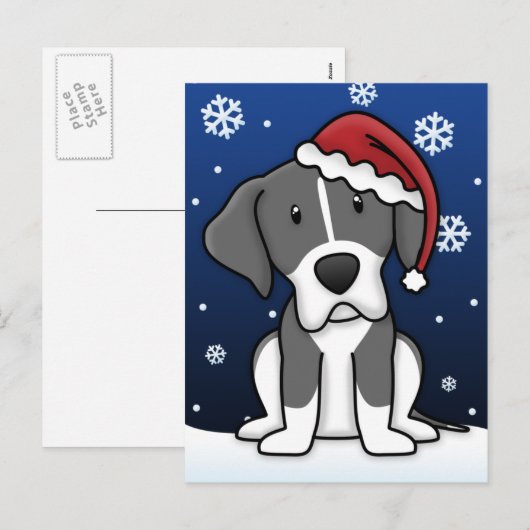 Kawaii Mantle Great Dane Christmas Briefkaart (Voorkant / Achterkant)