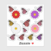 Kawaii-margrietbloem met vlindervinylsticker sticker (Vel)