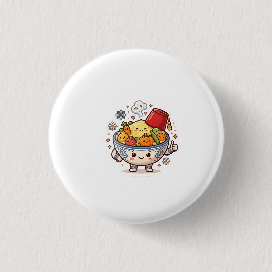 Kawaii Marokkaanse Couscous - Schattig Traditionee Ronde Button 3,2 Cm (Voorkant)