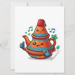 Kawaii Marokkaanse Theepot - Cute Berred Stok Kaart