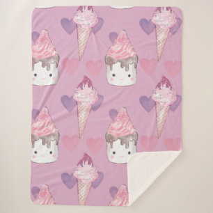 Kawaii Marshmallow & Ice Cream Patroon Sherpa Deken