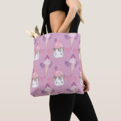 Kawaii Marshmallow & Ice Cream Patroon Tote Bag (Dichtbij)