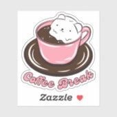Kawaii Marshmallow koffiepauze Sticker (Vel)