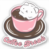 Kawaii Marshmallow koffiepauze Sticker (Voorkant)