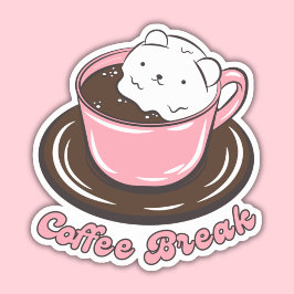 Kawaii Marshmallow koffiepauze Sticker