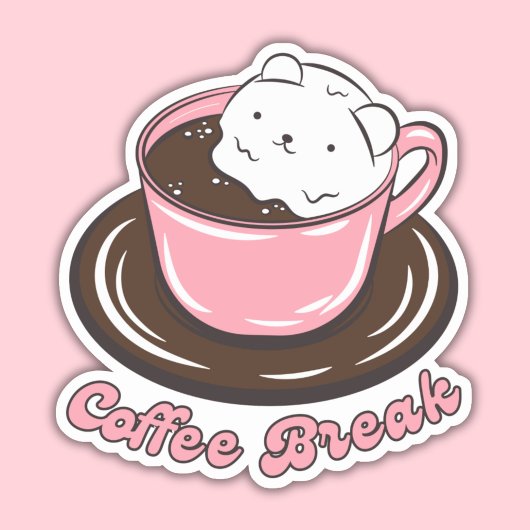 Kawaii Marshmallow koffiepauze Sticker