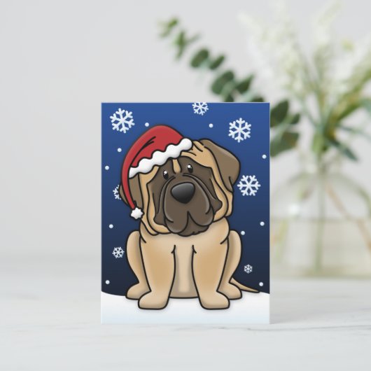Kawaii Mastiff Christmas Feestdagenkaart (Staand voorkant)