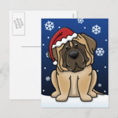 Kawaii Mastiff Christmas Feestdagenkaart (Voorkant / Achterkant)