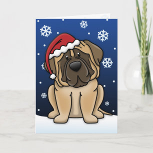 Kawaii Mastiff-kerstkaart Feestdagen Kaart