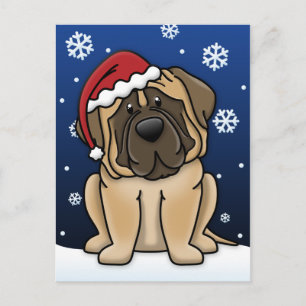 Kawaii Mastiff Kerstmis Feestdagenkaart