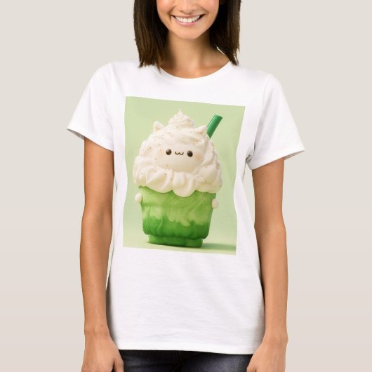 Kawaii Matcha Drink Happy T-shirt (Voorkant)