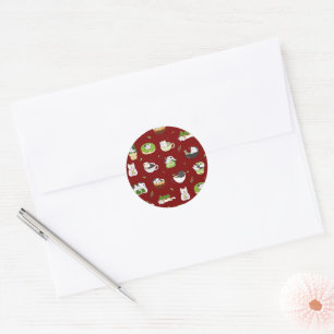 Kawaii Matcha Kat Naadloos Patroon Ronde Sticker