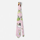Kawaii Matcha Kat Naadloos Patroon Stropdas (Voorkant)
