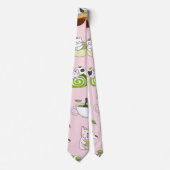 Kawaii Matcha Kat Naadloos Patroon Stropdas (Voorkant)