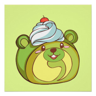 Kawaii Matcha Swiss Roll Beer Cake Perfect Poster
