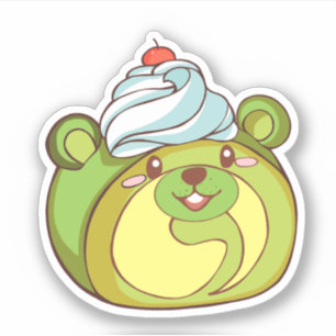 Kawaii Matcha Swiss Roll Beer Cake Sticker