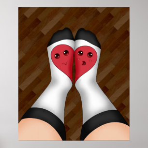 Kawaii Matching Sokken Heart Poster