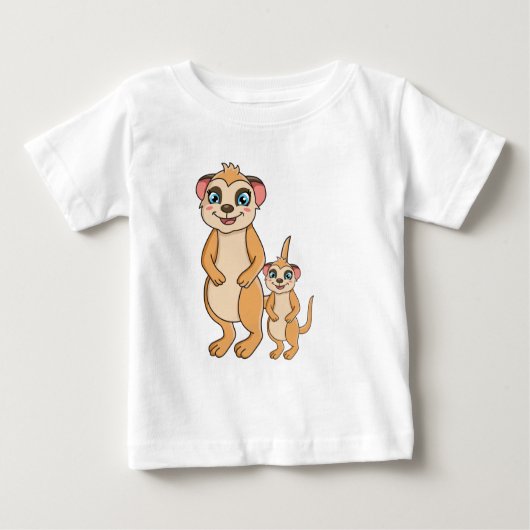 Kawaii Meerkat en haar kleine zuster Baby T-Shirt (Voorkant)