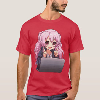 Kawaii meisje anime en gaming anime liefhebber vri t-shirt