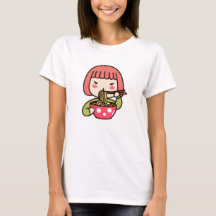 Kawaii Meisje Eten Ramen T-shirt