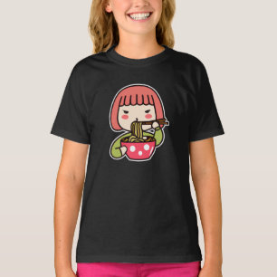 Kawaii Meisje Eten Ramen T-shirt