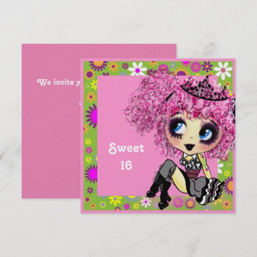 Kawaii meisje lief 16 PinkyP Kaart (Voorkant / Achterkant)