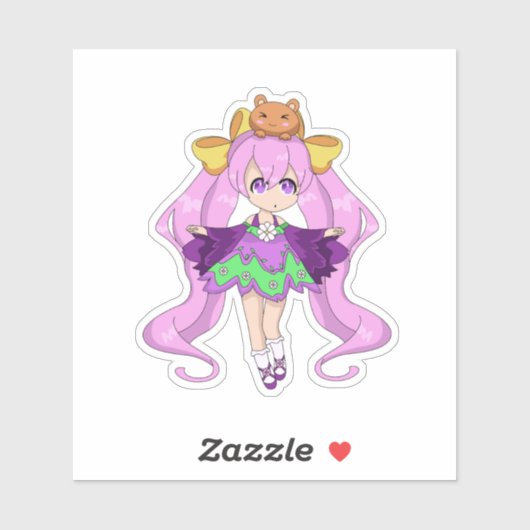 Kawaii meisje met Beer vriend Sticker (Vel)