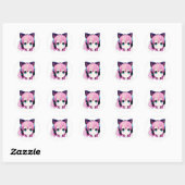 Kawaii Meisje met Hoofdtelefoon op Ronde Sticker (Vel)