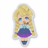 Kawaii meisje met vogel sticker (Voorkant)