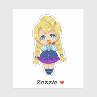 Kawaii meisje met vogel sticker