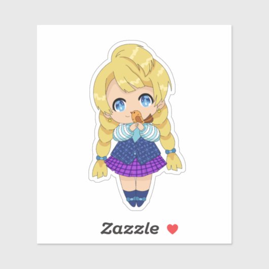 Kawaii meisje met vogel sticker (Vel)