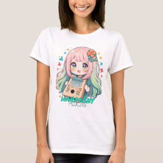 Kawaii meisje speelt kalimba t-shirt