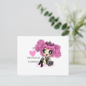 Kawaii meisje verjaardag - individueel briefkaart (Staand voorkant)