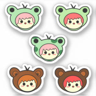 Kawaii Meisje Vinyl Sticker