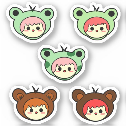 Kawaii Meisje Vinyl Sticker (Voorkant)