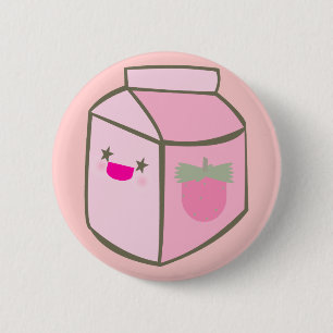 kawaii melkpak aardbei gelukkig gezicht ronde button 5,7 cm