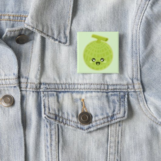 Kawaii Melon Vierkante Button 5,1 Cm (In situ)