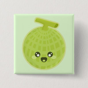 Kawaii Melon Vierkante Button 5,1 Cm