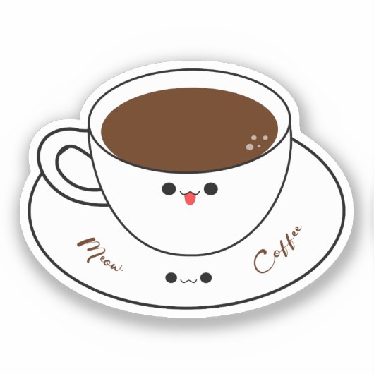 Kawaii Meow Coffee Vinyl Sticker (Voorkant)