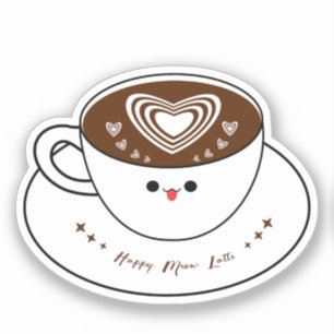 Kawaii Meow Latte Coffee Vinyl Sticker