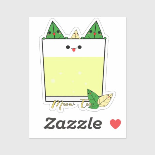 Kawaii Meow Tea Vinyl Sticker (Vel)