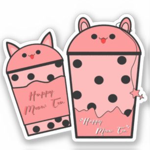 Kawaii Meow Tea Vinyl Sticker