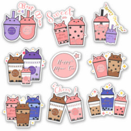 Kawaii Meow Theekop Vinyl Sticker