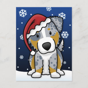Kawaii Merle Aussie Christmas Postcard Feestdagenkaart