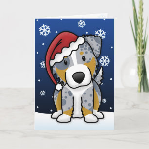 Kawaii Merle Australian Shepherd Christmas Card Feestdagen Kaart