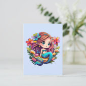 Kawaii Mermaid Briefkaart (Staand voorkant)