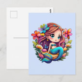 Kawaii Mermaid Briefkaart (Voorkant / Achterkant)