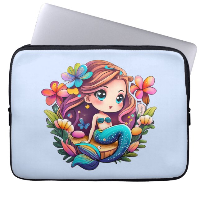 Kawaii Mermaid Laptop Sleeve (Voorkant)
