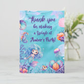Kawaii Mermaid Party bedankpas Bedankkaart (Staand voorkant)