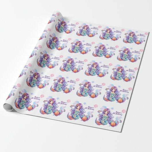 Kawaii Mermaid Party Cadeaupapier (Uitgerold)